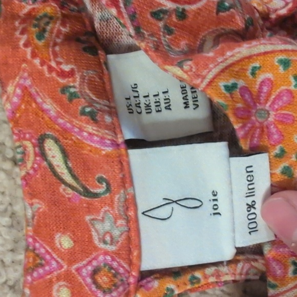 Joie Orange Linen Tank Top Size Large - Picture 2 of 4